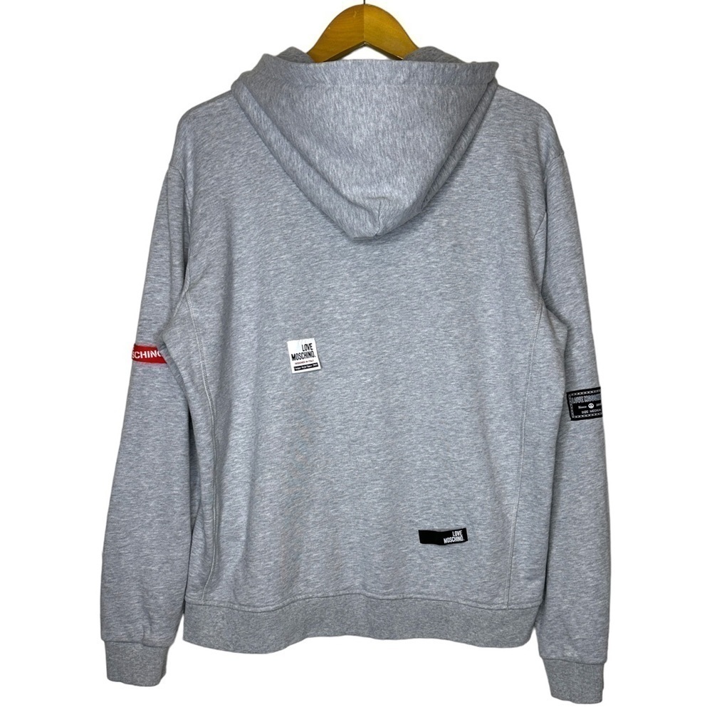 Love Moschino Mens Patches Zipper Hoodie Grey XXL - Picture 9 of 9